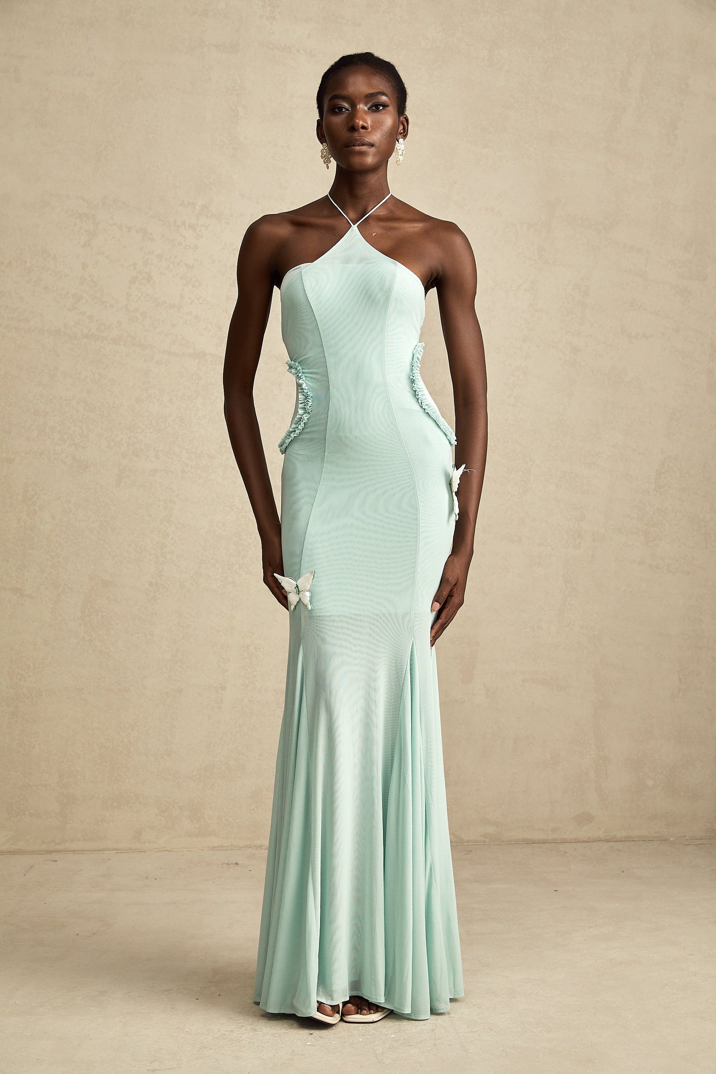 Amélie ruffle-detail butterfly maxi dress