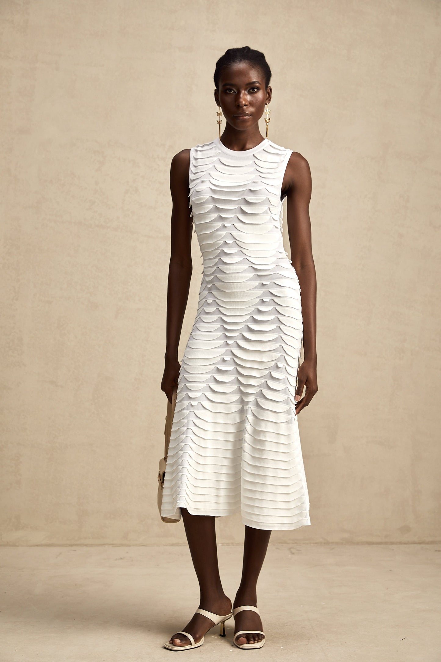 Anna snake-pattern godet midi dress