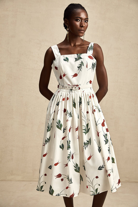 Lætitia floral-print poplin midi dress