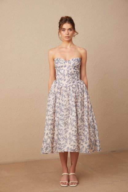 Fanny floral-print off-shoulder midi dress