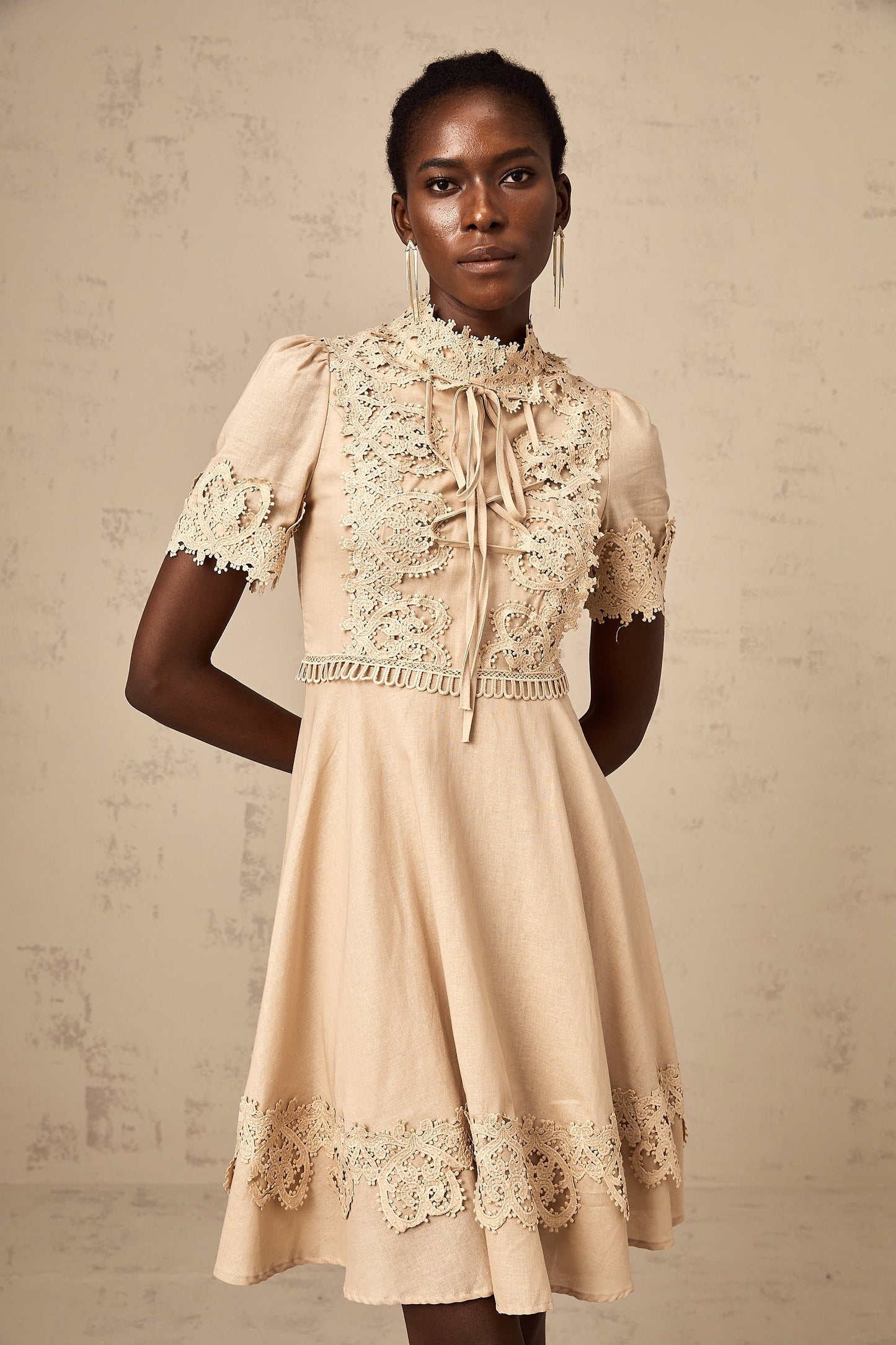 Axelle corded-lace flared mini dress
