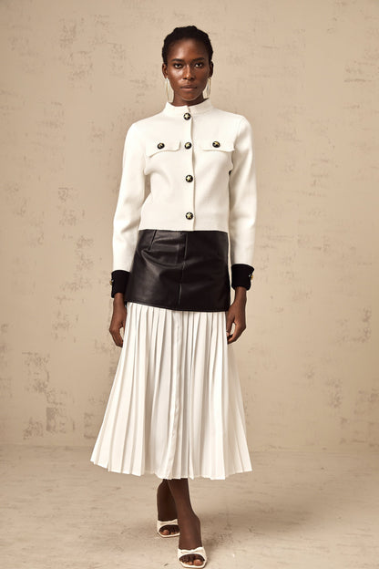 Cyrielle white contrast-color knitted jacket