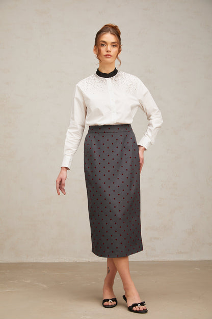 Angélique white crystal-embellished shirt