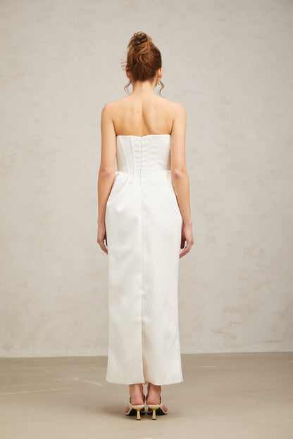 Sylvie bowknot satin maxi dress in White