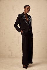Violeta black crystal-embellished lightning blazer