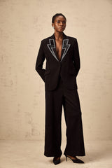 Violeta black crystal-embellished lightning blazer