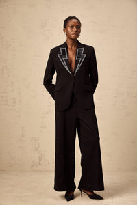 Violeta black crystal-embellished lightning blazer