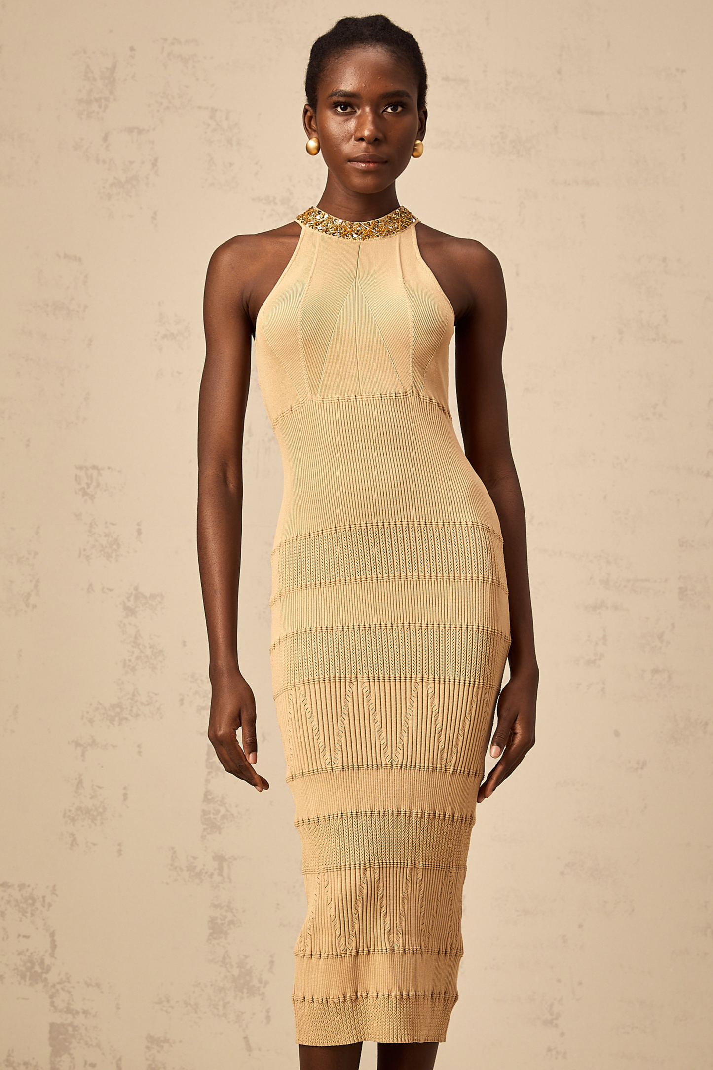 Louise sequined ribbed-knit midi dress