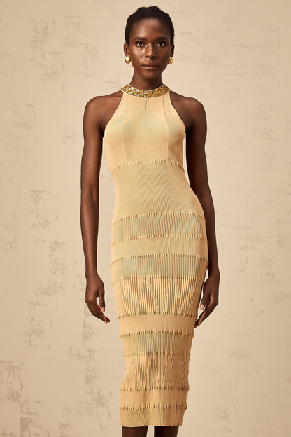 Louise sequined ribbed-knit midi dress