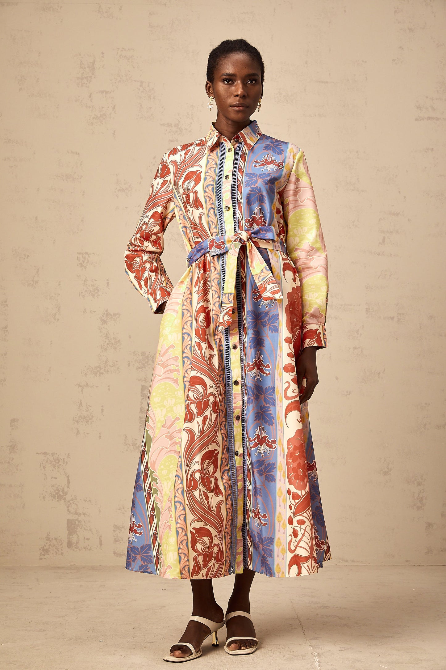 Ursula floral-print poplin midi shirt dress