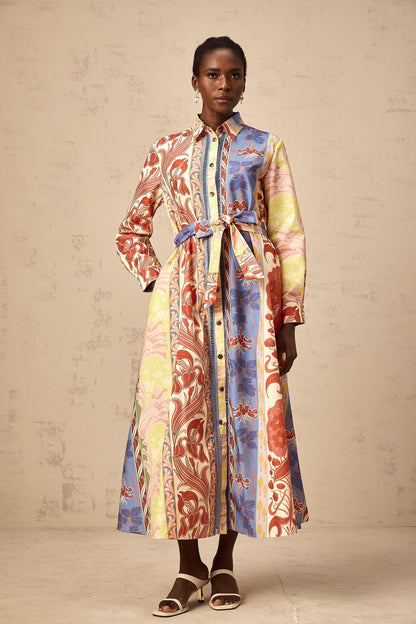 Ursula floral-print poplin midi shirt dress