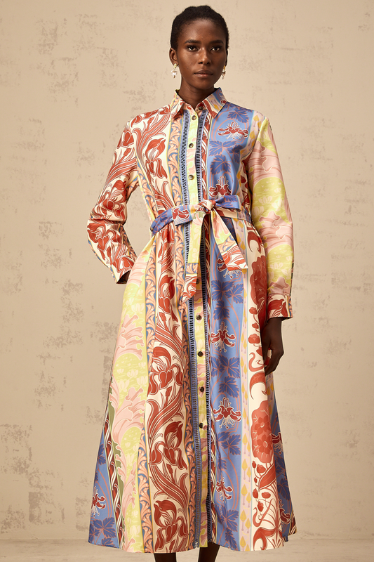 Ursula floral-print poplin midi shirt dress
