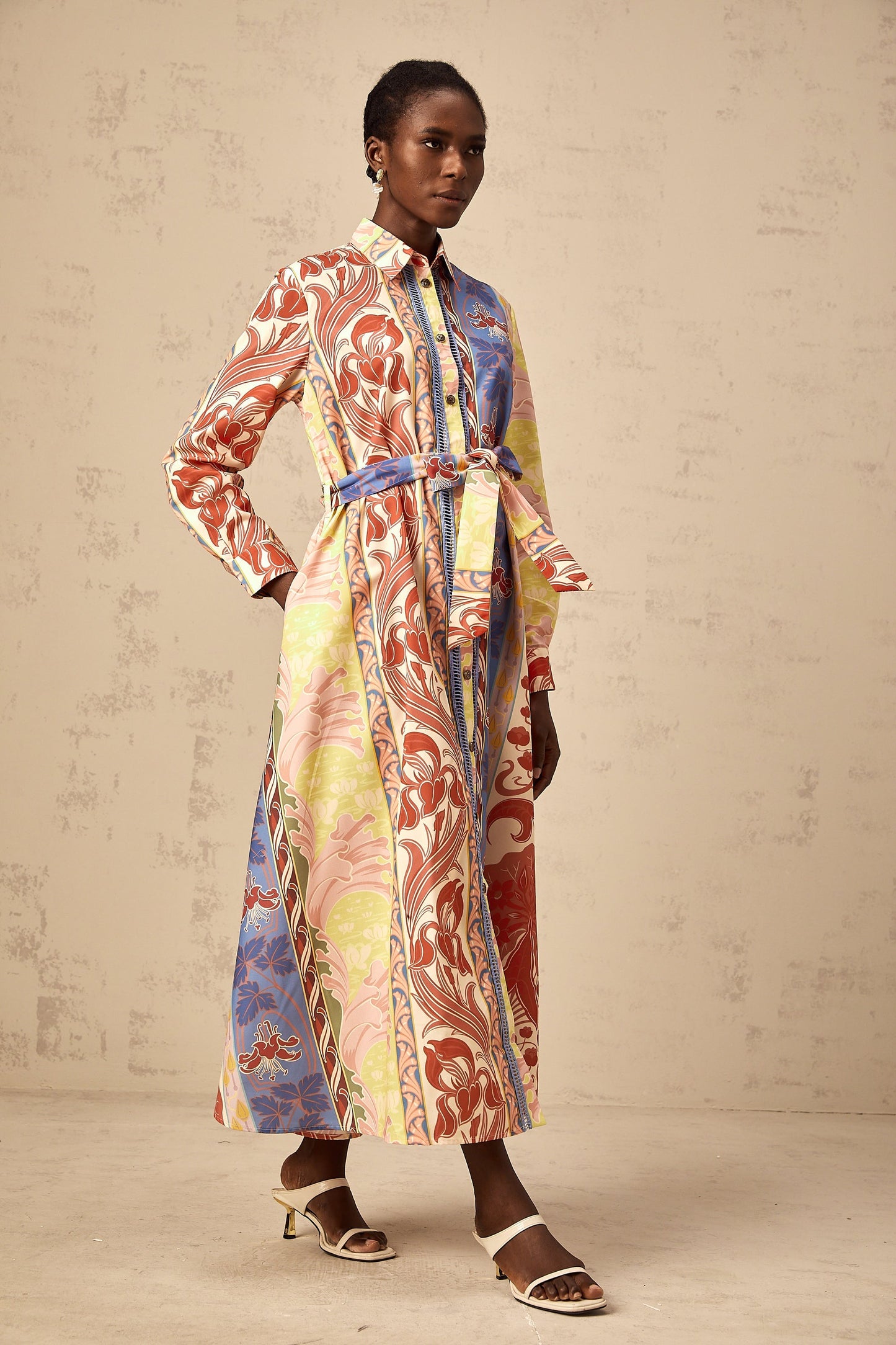 Ursula floral-print poplin midi shirt dress