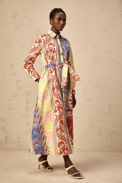 Ursula floral-print poplin midi shirt dress