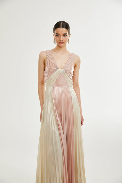 Shiema high-shine pleated dress