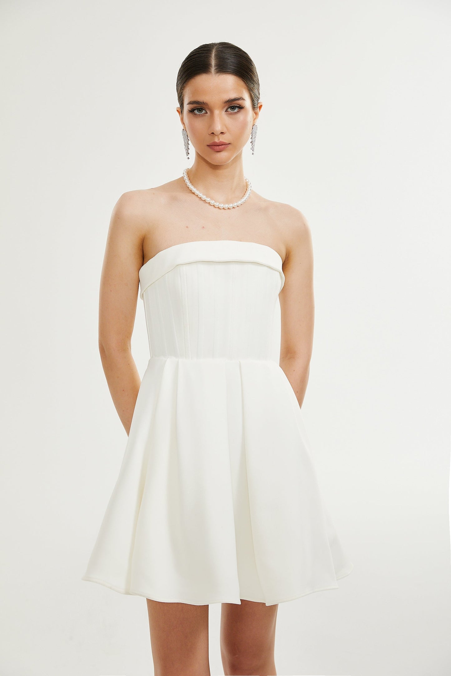 Kyra white off-shoulder flared dress