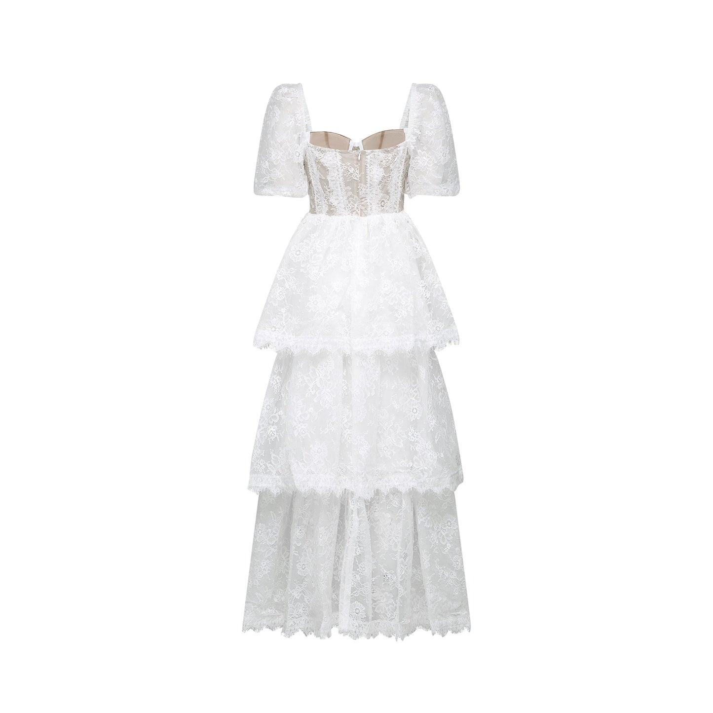 Mélisande white lace tiered maxi dress