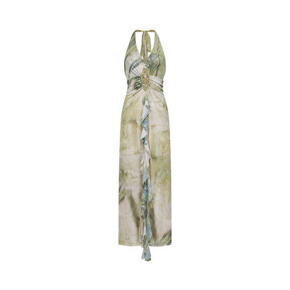 Éliane ombre-print halterneck midi dress