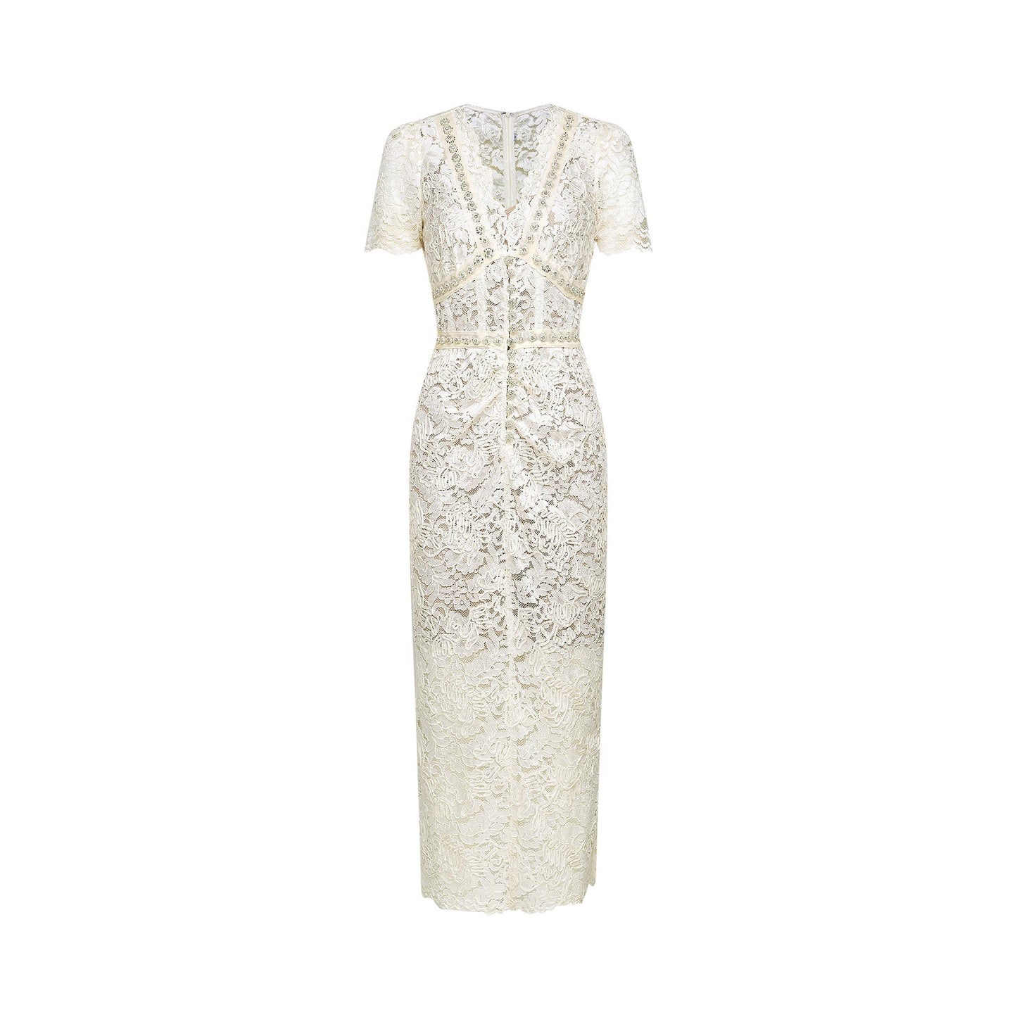 Kalena embellished lace midi dress