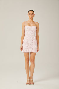 Jocelyne pink floral lace mini dress