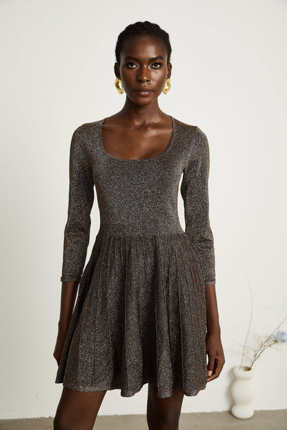 Émeline metallic-threading ribbed mini dress