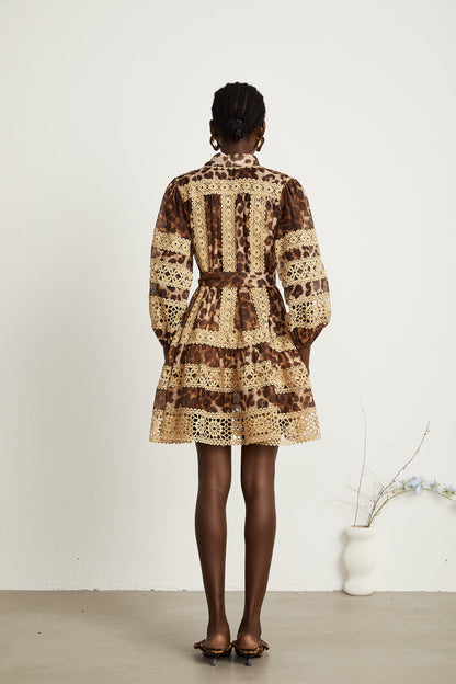 Léonor leopard-print cut-out panelled mini dress