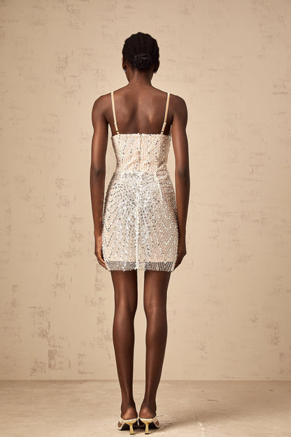 Christine butterfly-motif beaded mini dress