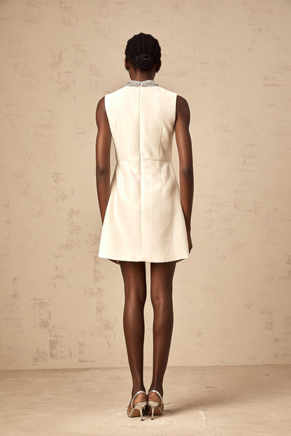 Babette white crystal-embellished mini dress