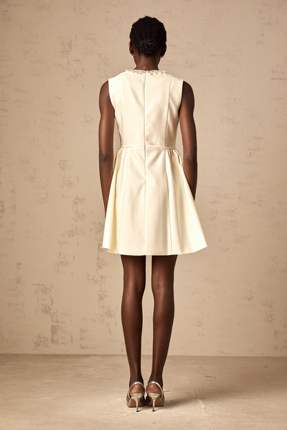 Isabelle white bowknot embellished mini dress