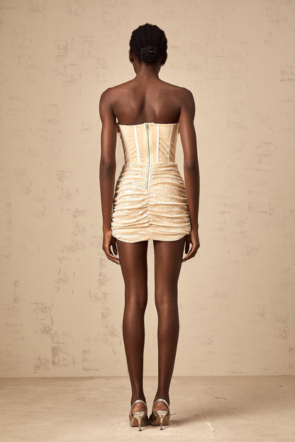 Gisella neutrals sequined tulle mini dress