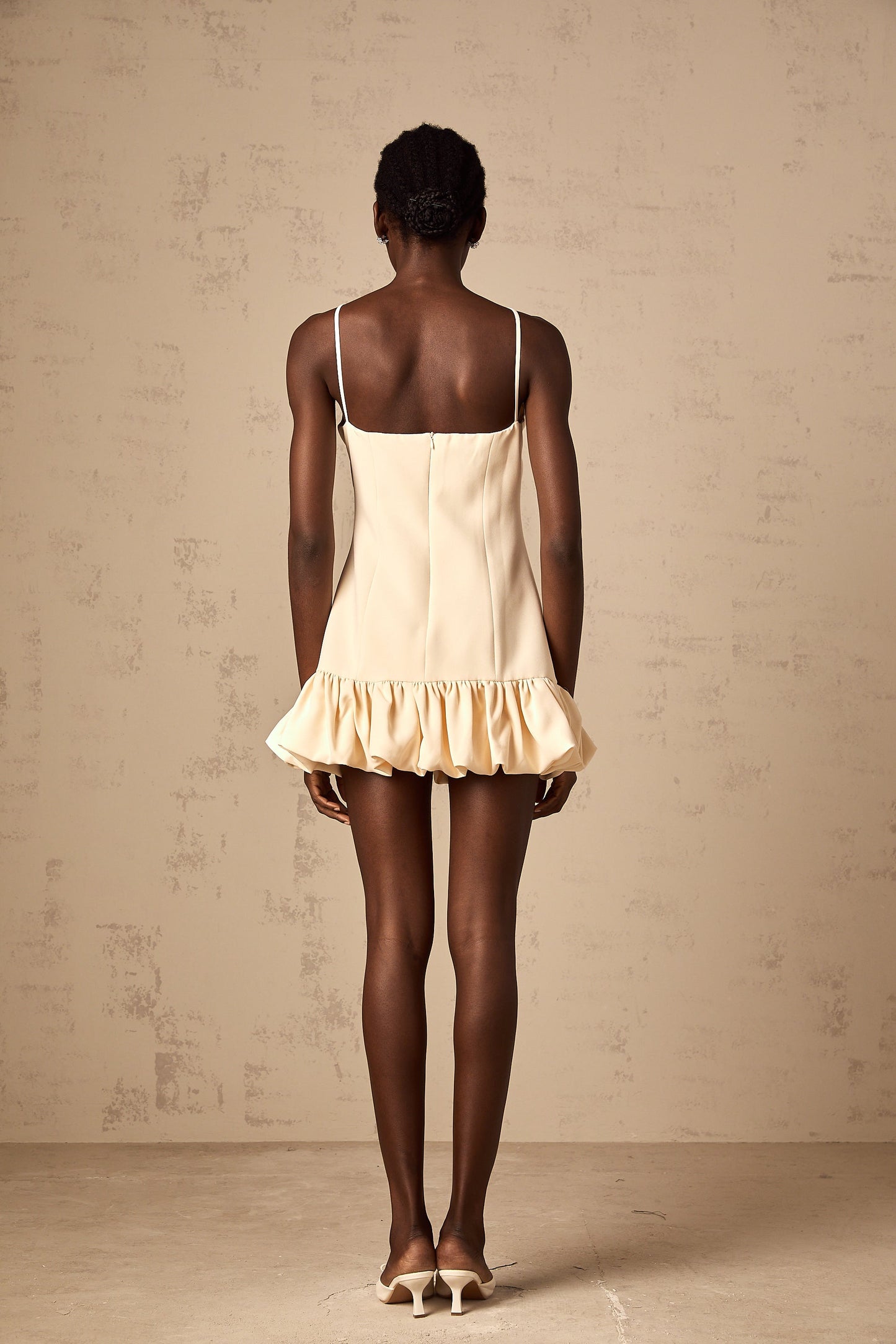 Hannah neutrals bow rhinestone mini dress