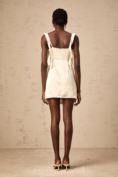 Sylvia neutrals butterfly draped mini dress