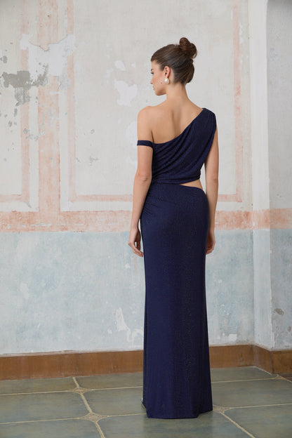 Alizée blue cut-out rhinestone maxi dress