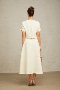 Coralie neutrals 3D-petal top & skirt matching set