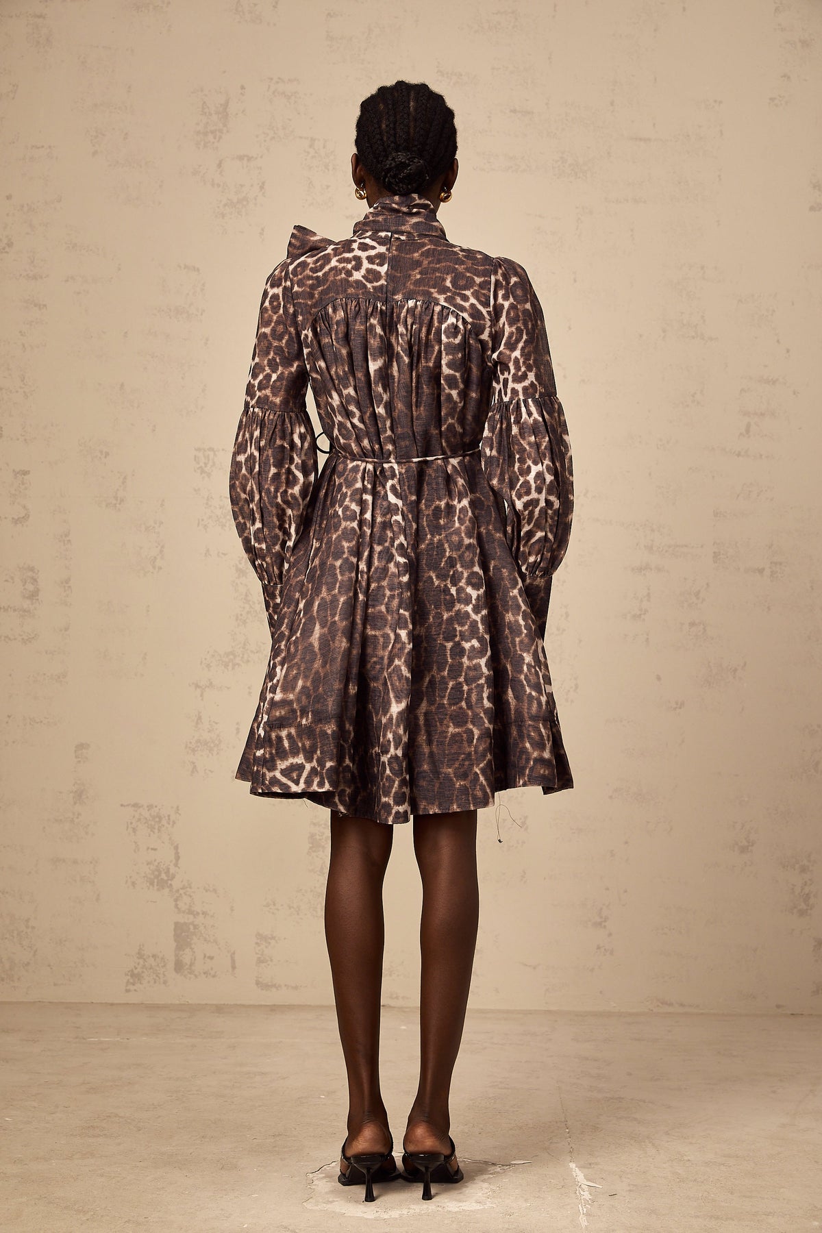 Xylène brown bowknot leopard-print mini dress