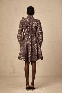 Xylène brown bowknot leopard-print mini dress