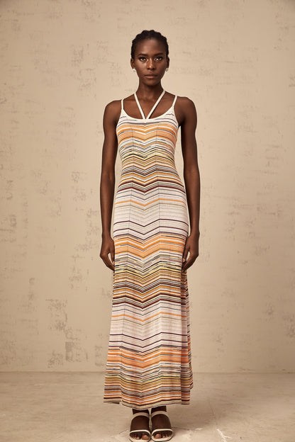Chloé multicolor striped knit maxi dress