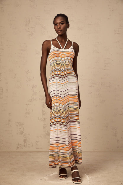Chloé multicolor striped knit maxi dress