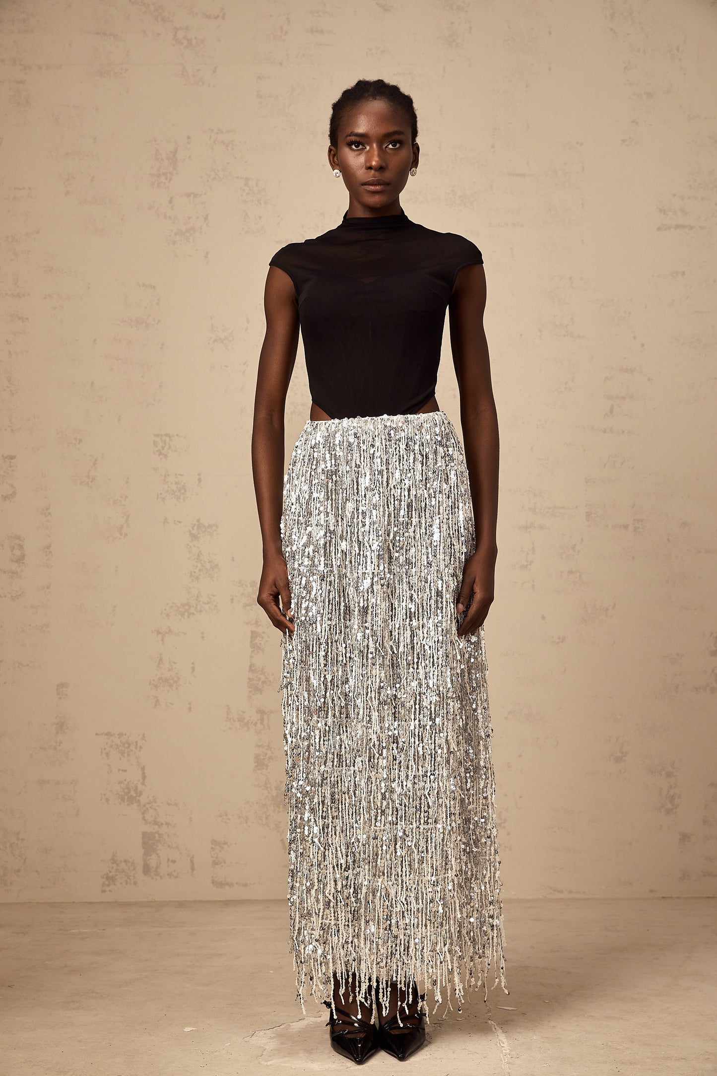 Virginie two-tone corset-style top & skirt matching set