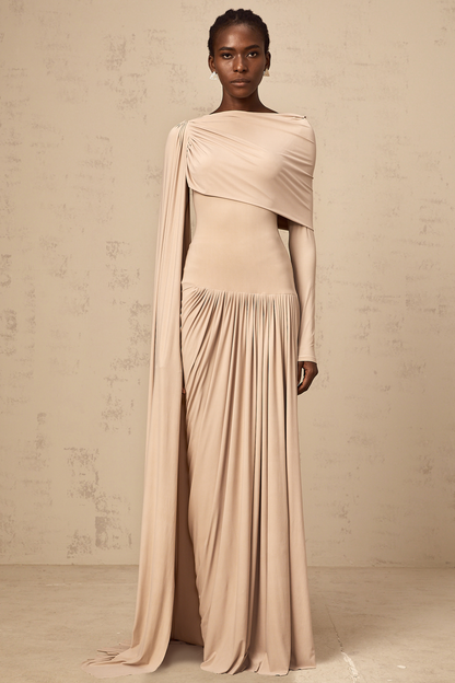 Gaëlle neutrals ribbon-design draped maxi dress