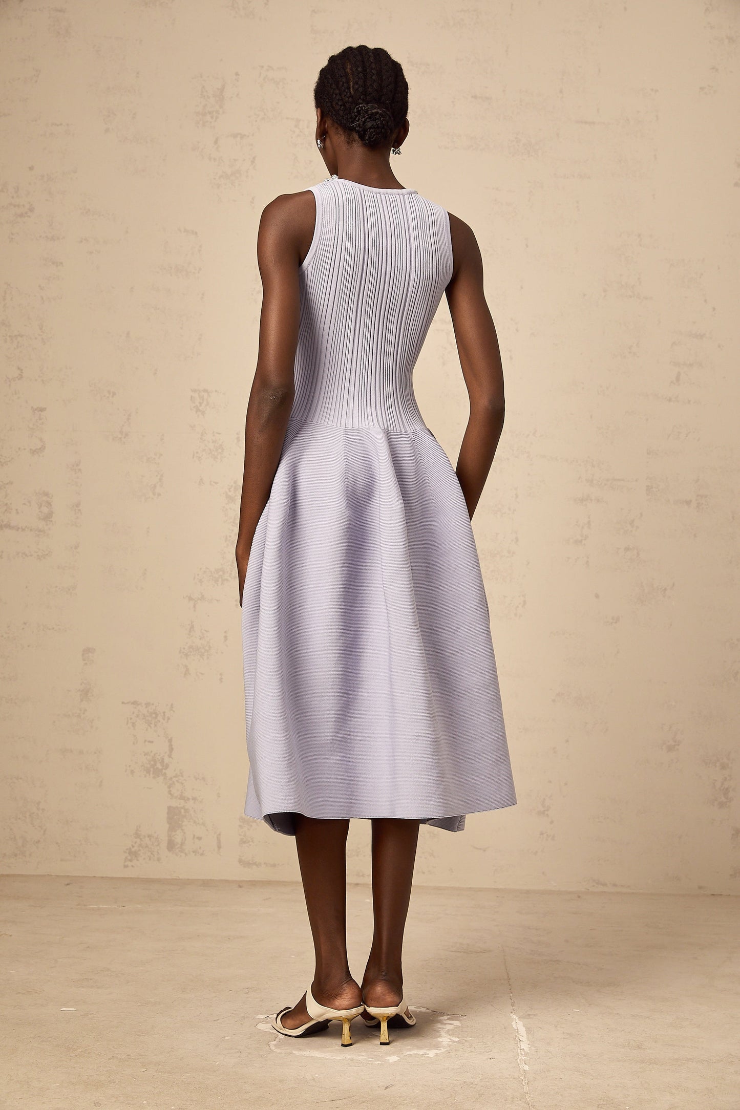 Aïda purple embellished ribbed-knit midi dress