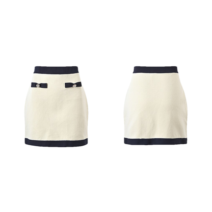 Émeline bow-detail knitted cardigan & skirt matching set