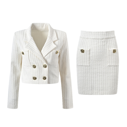 Élodie waffle-knit jacket & skirt matching set