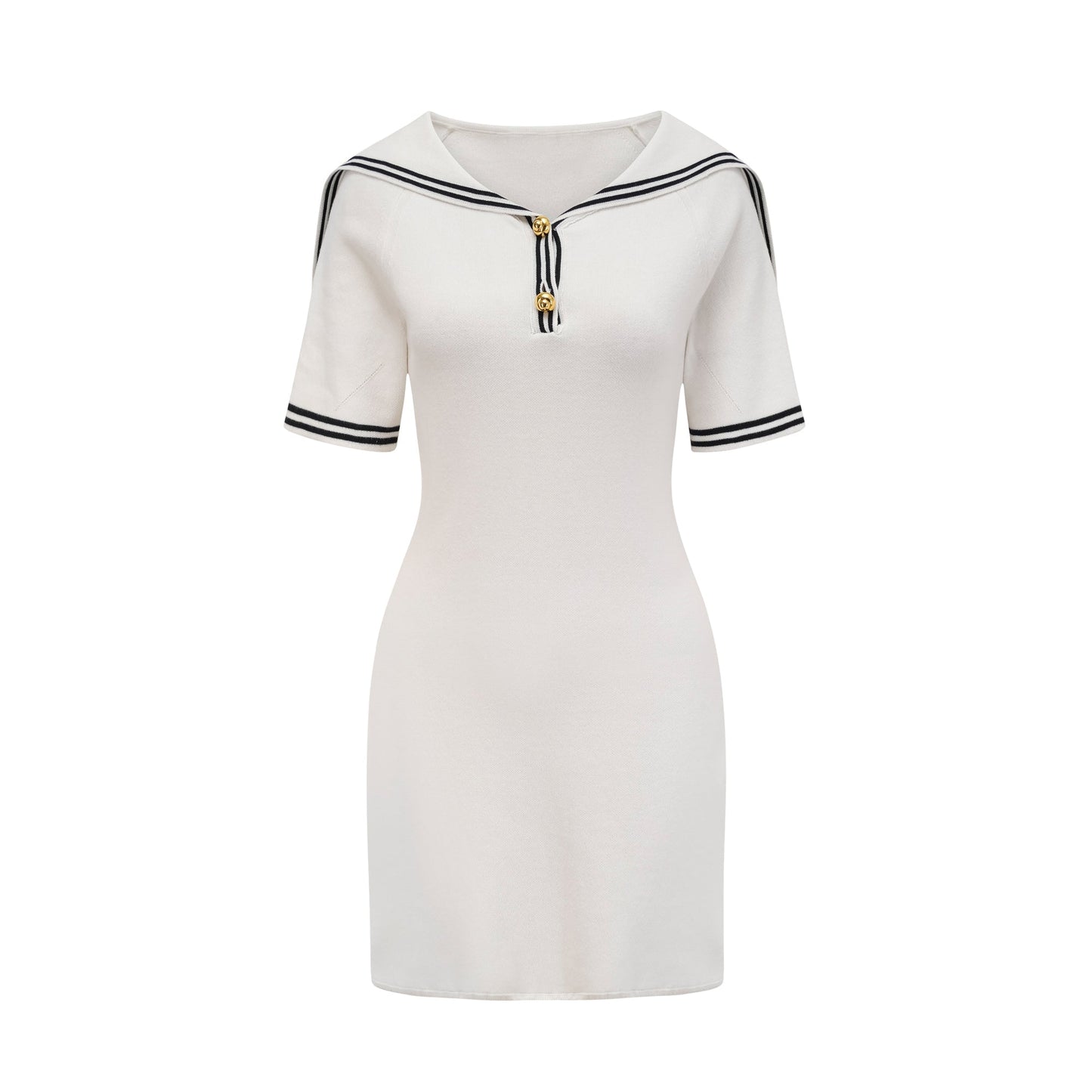 Aiza sailor collar cotton short-sleeve mini dress