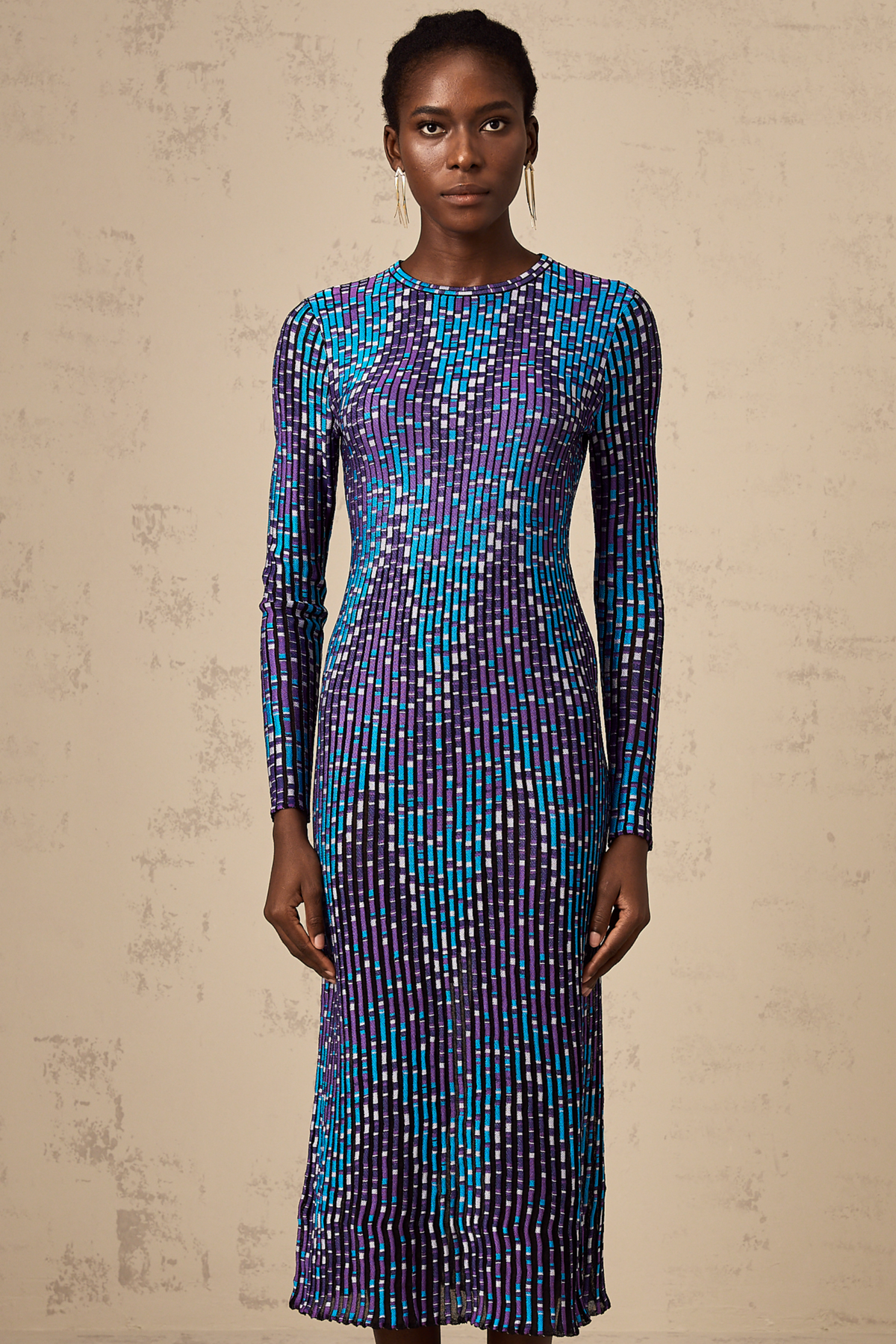 Marie zigzag knitted midi dress