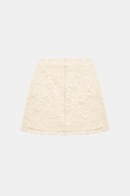Arife Off Shoulder Bow Crystal Embellished Blazer Two Piece Set - Beige
