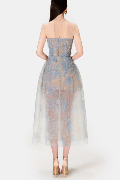 Batya Lace Sleeveless Midi Dress - Blue