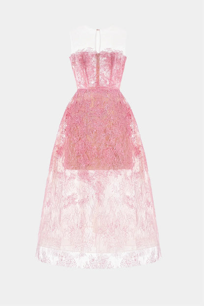 Batya Lace Sleeveless Midi Dress - Pink
