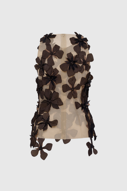 Boafo Floral Appliqué Mesh Top