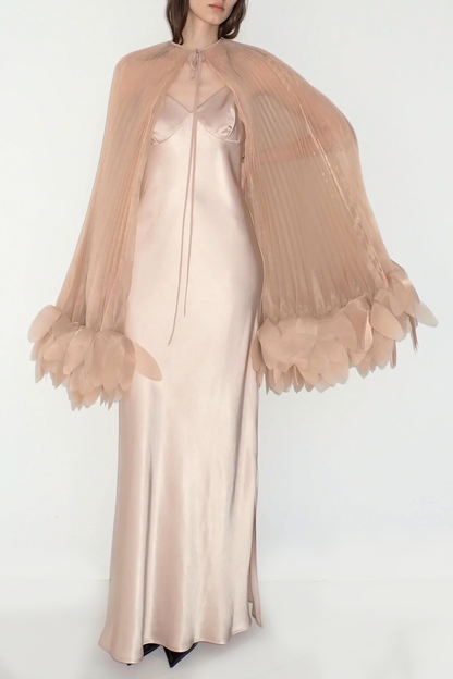 Borya Pleated Petal Cape - Beige